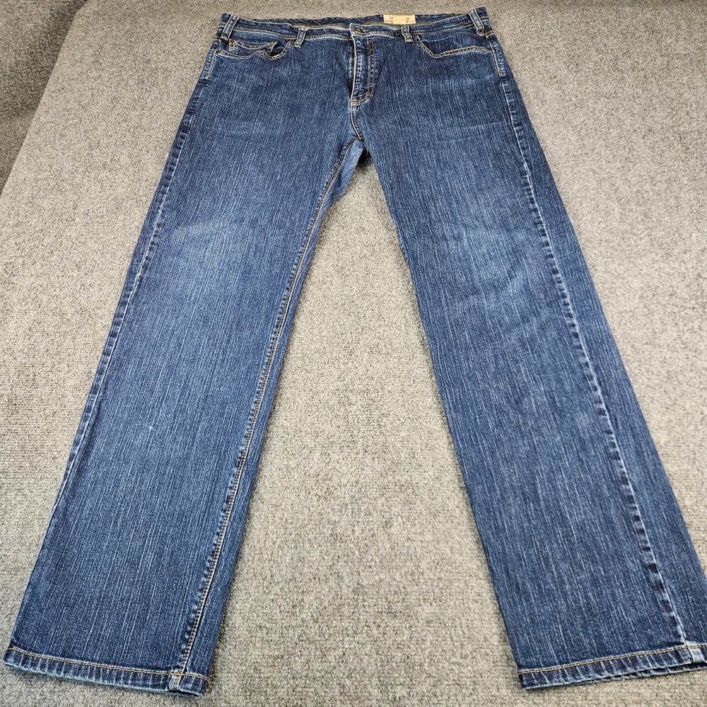 Orvis Mens Dark Wash Straight Leg Denim Jeans Blue 40x32 Stretch Cotton